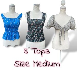 3 Pieces Size Medium Summer Tops Floral Print